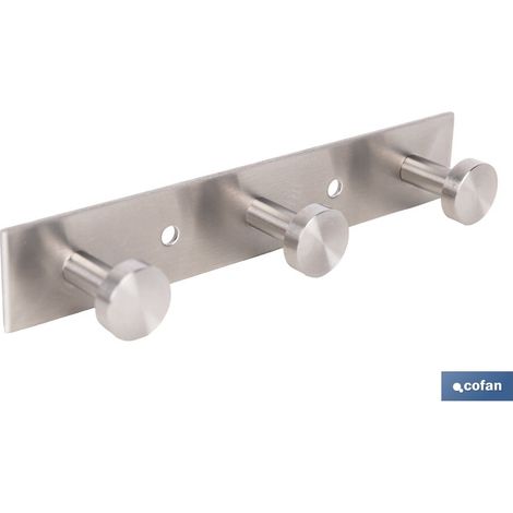 Perchero de pared de acero inoxidable 304 con 3 pomos 15,6 x 2,7 x 2,8 cm (1/4)