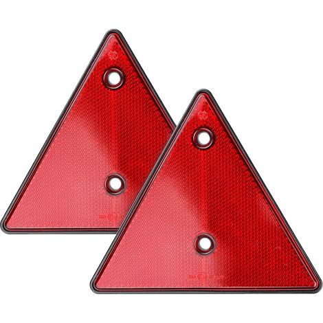 Lot de 2 réflecteurs triangulaires standard pour remorque arrière, réflecteur arrière droit gauche, feu arrière triangulaire, espacement des trous (rouge) (1/5)