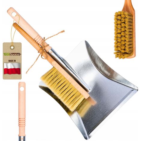 Juego de recogedor de madera + cepillo natural