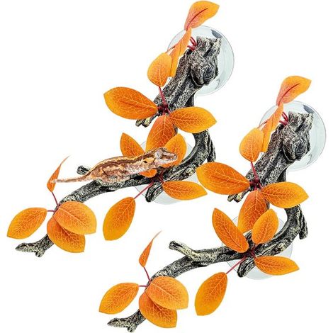 Lot de 2 tiges grimpantes pour reptiles - Branches pour reptiles - Branches grimpantes pour serpents - Avec ventouses - Décoration et accessoires pour terrariums - Résine - Légumes pour terrarium (1/5)