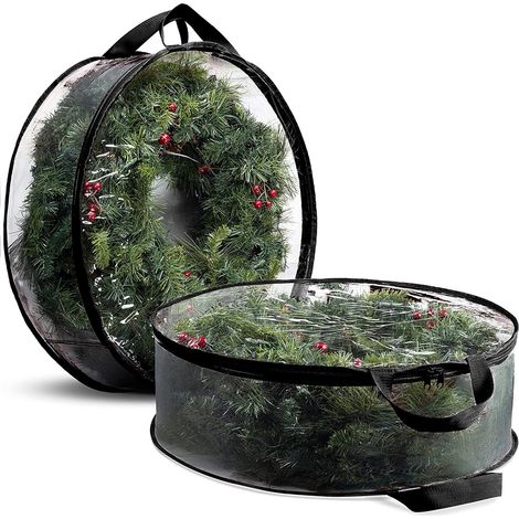 Lot de 2 sacs de rangement pour couronnes, boîte de rangement étanche pour couronnes décoratives (1/5)