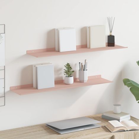 Schwebendes Regal 2 pcs Rosa 80 x 18 x 2,5 cm Stahl
