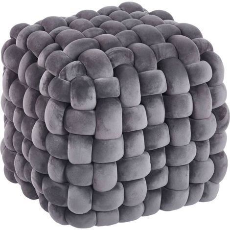 Pouf en velours gris P7-FX (1/5)