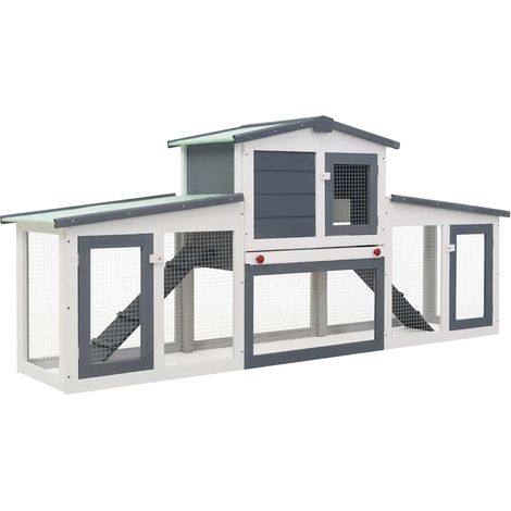 Maison Exclusive - Conigliera per Esterni Grande Grigia e Bianca 201x45x85cm in Legno (1/5)