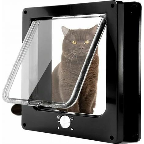 (XL noir) Porte magnétique pour chat avec serrure pivotante à 4 voies pour chats, chatons et chatons (1/5)