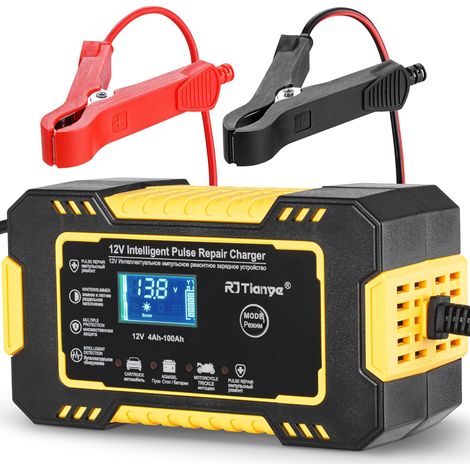 Chargeur de batterie intelligent 12V 6A – Écran tactile LCD – Modes de charge voiture, moto, AGM – Protection contre surcharge (1/5)