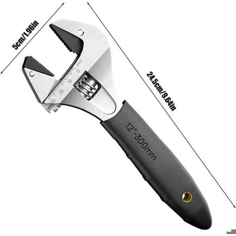 Clé réglable à cliquet de 25,4 cm, clé réglable de verrouillage – Outil de rotation portable en acier au carbone pour l'e (1/5)