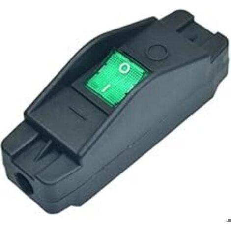 KLVGTIFS PU - Interrupteur filaire à bouton-poussoir IP65, étanche, noir, marche/arrêt, 30 A, 220 V, bouton vert (1/5)