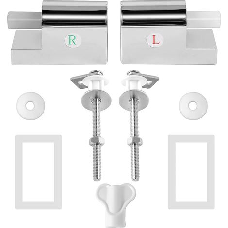 (1 jeu) Kit de remplacement de charnières à fermeture amortie pour abattant de WC, compatible avec les charnières de WC fixes et accessoires de quincaillerie pour salle de bain. (1/5)