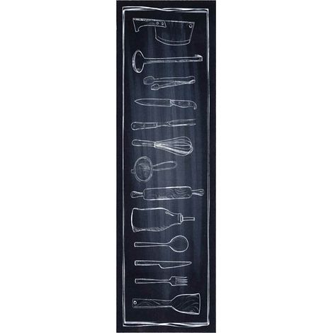 Alfombra de cocina Negro 150 x 45 cm Terciopelo vidaXL
