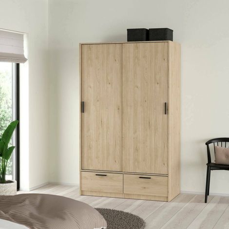 Dmora - Armario 2 puertas Kammuri, Muebles de dormitorio, Vestidor, Armario de ropa, 121x60 h200 cm, Roble (1/5)