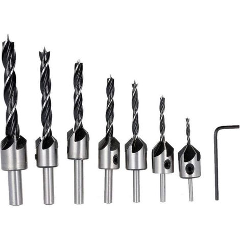 Fraise À Chanfreiner Hss 5, 7 Pièces, Flûtes Senk Set De Forets Screw Driver Alésoir Bois Métal Aluminium Plastique Counter Sink Drill Outil 3–10 Mm. (1/5)