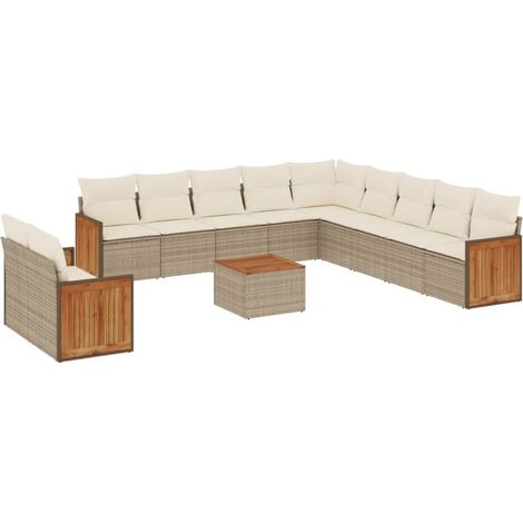 Maison Exclusive - Set Divani da Giardino 12 pz con Cuscini Beige in Polyrattan