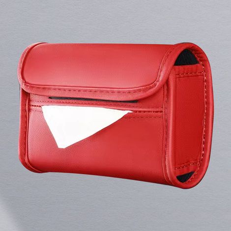 Porte-mouchoirs pour accoudoir, en cuir PU résistant à l'usure, pour siège arrière, rouge. (1/5)