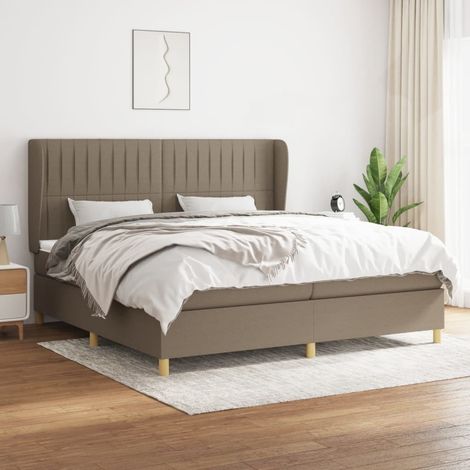 Sommier à lattes de lit avec matelas Taupe 200x200 cm Tissu (1/5)