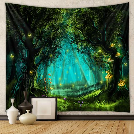 Tapisserie de paysage tropical naturel, 130X150CM, adaptée à la décoration de salon, chambre, appartement, ferme, dortoir (1/5)