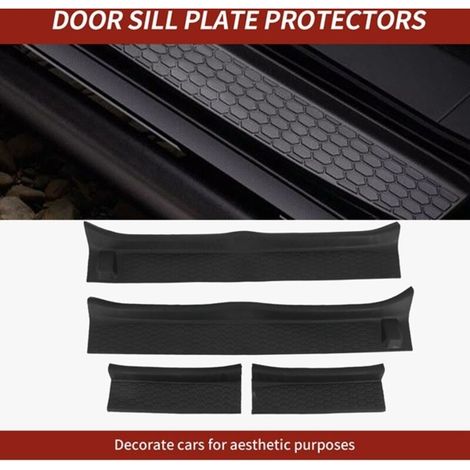 Un ensemble de bandes de seuil de porte de voiture en plastique noir, de protections de porte et de plaques antidérapantes adaptées aux SUV Jeep 4 portes. (1/5)