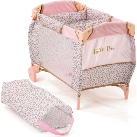Little Diva Opvouwbare Poppenbedje 41x28x12 cm Roze/Goud