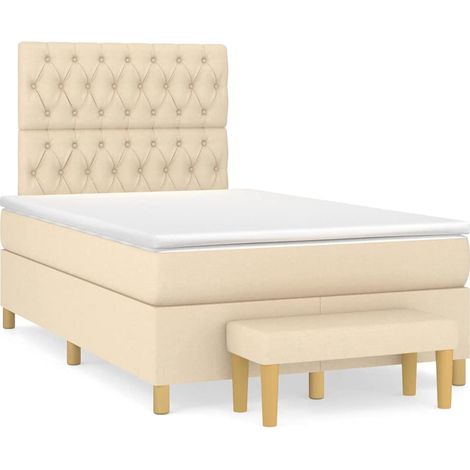 Maison Exclusive - Sommier à lattes de lit avec matelas crème 120x190 cm tissu