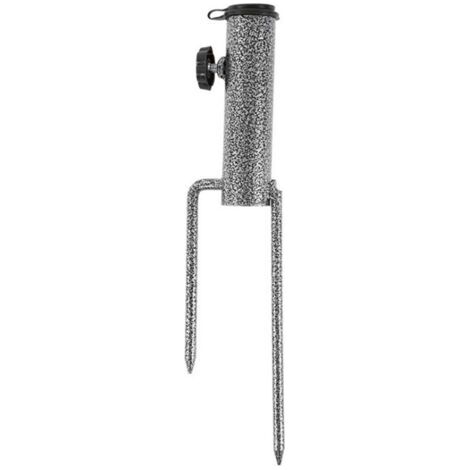 Ancrage en acier pour parasol de terrasse, support de tarière à gazon en métal robuste avec base à deux fourches pour utilisation dans le sol pour drapeau, canne à pêche, extérieur, parc, pelouse