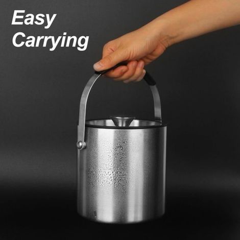 2.0L Seau À Glace En Acier Inoxydable, Bac A Glacons Avec Couvercle, Seau À Glace Avec Couvercle Et Clip A Filtre, Champagne Coole (1/5)