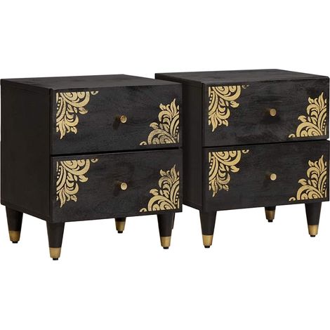 vidaXL Armadio da Notte con cassetto 2 pcs Nero 40 x 33 x 46 cm