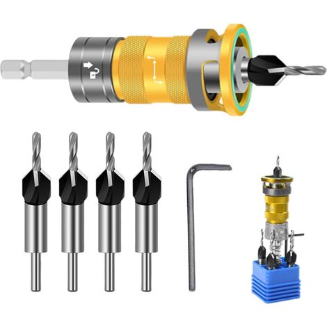 à fraiser à tête fraisée 7 pièces arrêt de profondeur réglable outils de à fraiser en acier pour métal Pour bois, MDF, contreplaqué, aluminium et métaux non ferreux (1/5)