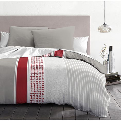 Parure de Couette 240x260 Mimosa Rouge – Housse imprimée + taie – Douce, légère et Facile d'entretien – Motifs Modernes (1/5)