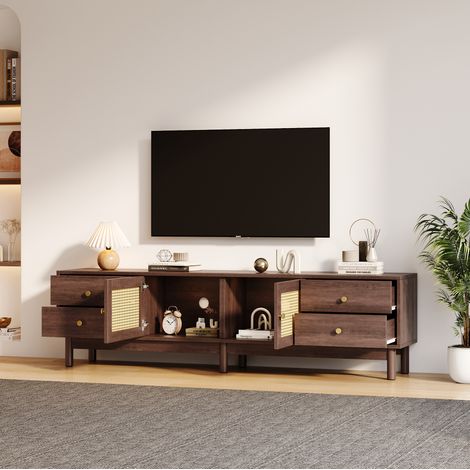 Mueble TV salón con ratán y cajones para 80 pulgadas OKMYHOME (1/5)