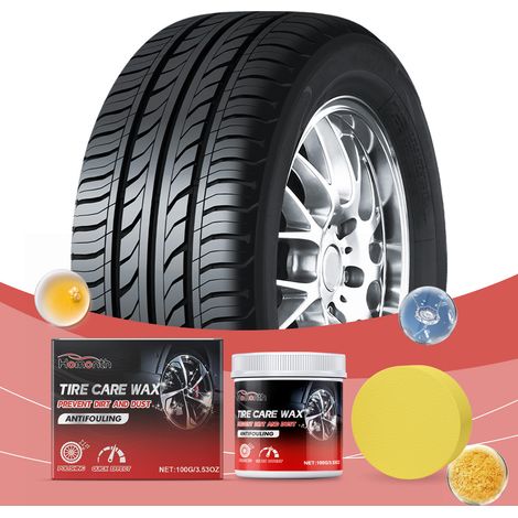 Car tire care wax - Cleans, removes dirt, shines, removes rust, polishes, maintains and renews tires - 100g + sponge -- BIEMMEDUE (1/5)