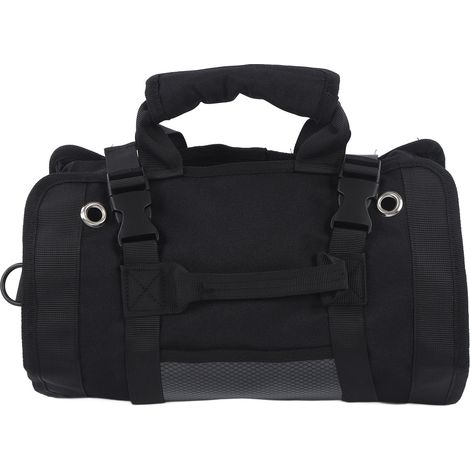 Rouleau à outils en toile Oxford, sac de transport polyvalent, pochette de rangement suspendue pour électricien, plombier, menuisier - Noir (1/5)
