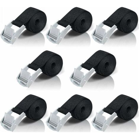 1M Tie Down Strap, 8 Pieces Ratchet Strap with Zinc Alloy Buckle for Fixing Motorcycle/Car/Bike Carrier/Luggage/Moving Pulling Power (1/5)