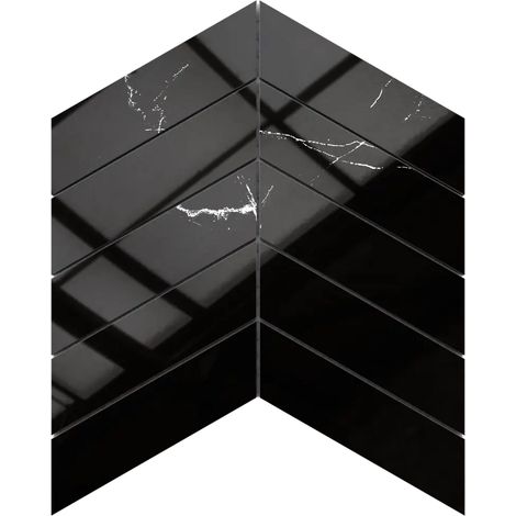 Ilcom mosaico in gres su rete per bagno e cucina 24,6cm x 25,2cm - Black veins arrow (1/3)