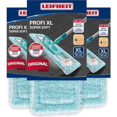 Set of 3 Replacement Covers, Super Soft Polyester, Loop Weave, For Profi XL Flat Mop, Parquet and Delicate Floors (1/5)