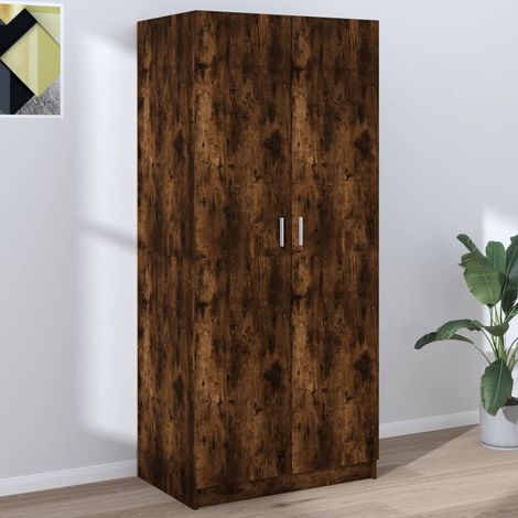 Armoire de rangement Garde-robe Armoire de chambre Chêne fumé 80x52x180 cm Bois d'ingénierie 71828 (1/5)