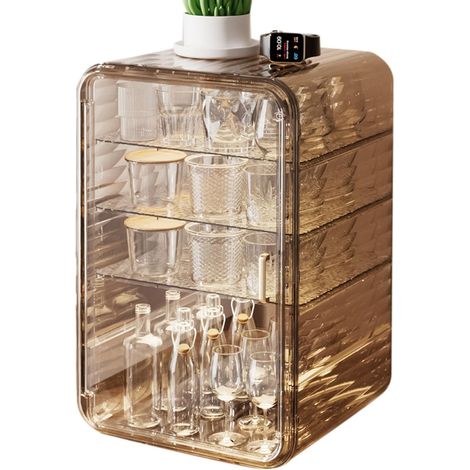 Organiseur de tiroir à thé en acrylique transparent – Support rangement pour service résistant la poussière, boîte peu encombrante cuisine et le bureau  Récipient 4 Couches Th茅 Noir Marron - (1/5)