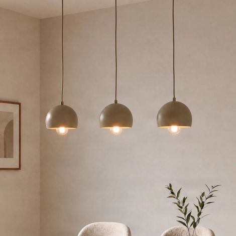 [GEBRAUCHT] B-Ware Hängelampe Sool LED Pendelleuchte dimmbar beige matt 3-flammig Metall E27 65cm (1/2)