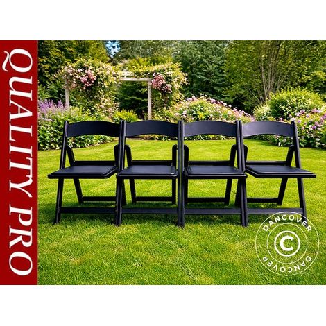 Padded Folding Chairs, Black, 44x46x77 cm, 4 pcs. - Dancover