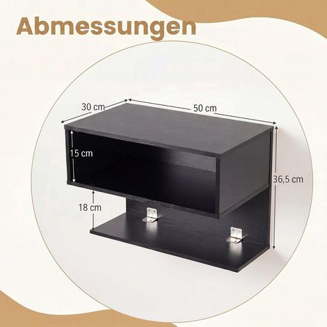 Rangement suspendu pour garder l'espace au sol libre, table de chevet murale 2 niches pour chambre ou salon (1/5)