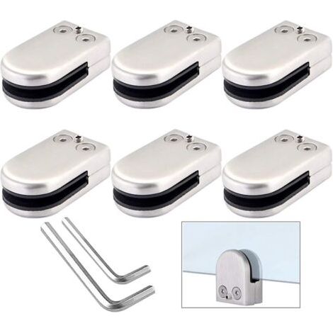ZOLGINAH 6 Pièces Pinces à Verre, 10～12mm L Taille 304 Acier Inoxydable Porte-Verre, Réglable Support en Verre Support Dos, pour Balustrade Escalier Main Courante (1/5)