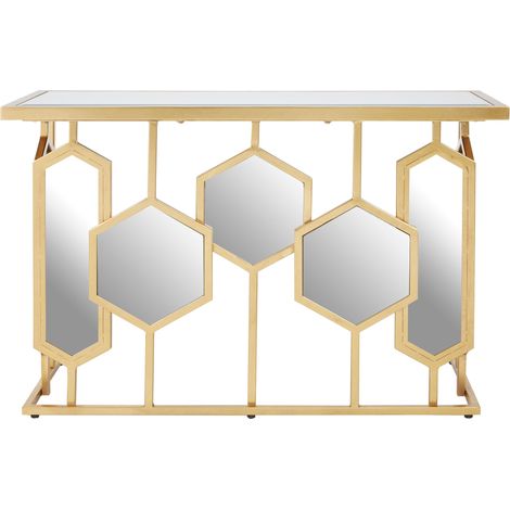 Interiors by Premier Geometric Design Console Table, Hexagonal Mirror Deatling Livingroom Table, Functional Hallway Coffee Table (1/5)