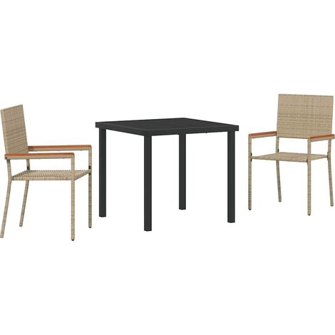 Garden Dining Set 3 pcs Beige Poly rattan vidaXL (1/5)