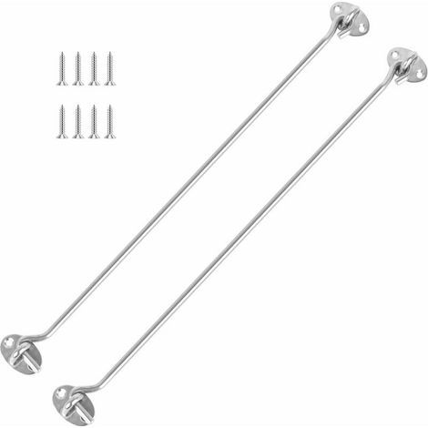 2er-Pack Kabinenhaken, robuster, verdickter Edelstahl mit 8 Befestigungsschrauben, für Schuppen, Tore oder Garagentore usw. (16 Zoll/400 mm), Silber (1/4)