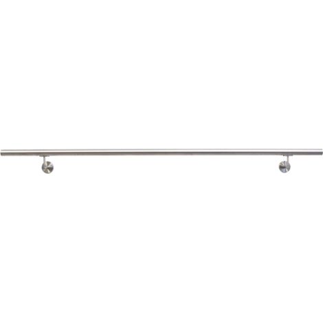 corrimano tondo in acciaio inox aisi 304 satinato da 2 metri - kit completo con ancoraggio