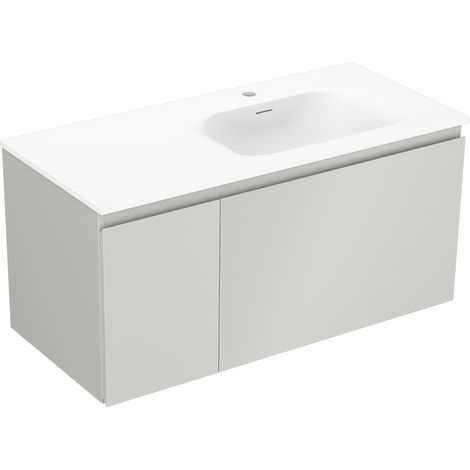 Mexen Orio meuble de salle de bains 100 cm avec lavabo Vela droit, 1S, 1D, gris mat/blanc mat - 91A13-10047-3-BBFF62-W23P01 (1/5)