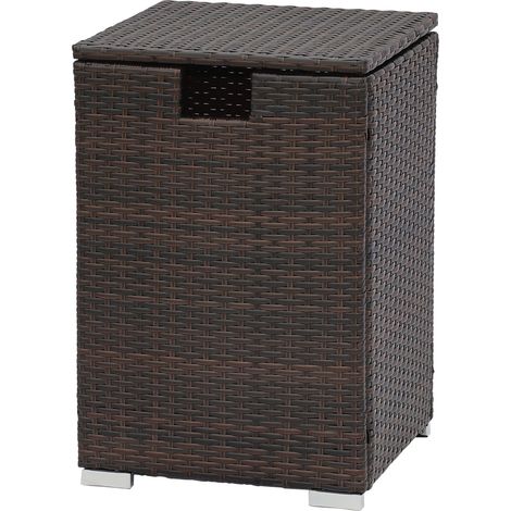 Teamson Home Mobili da Giardino per Esterni in Rattan per Bombole del Gas Quadrate Fino a 9 kg Portaoggetti da Tavolo con Coperchio per Bracieri a Gas, Marrone (1/5)