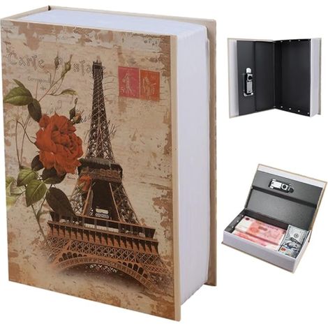 Coffre-fort livre serrure combinaison 24 x 16 x 6 cm livre déviation coffre-fort caché livre rangement boîte rangement clés argent (1/5)