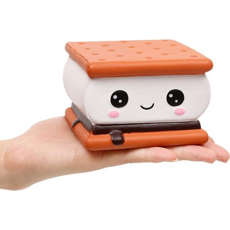 Squishies Smore Chocolat Sandwich Biscuit Slow Rising Squeeze Toys Stress Relief Kawaii Soft Gift Collection (1 pièce) (1/5)