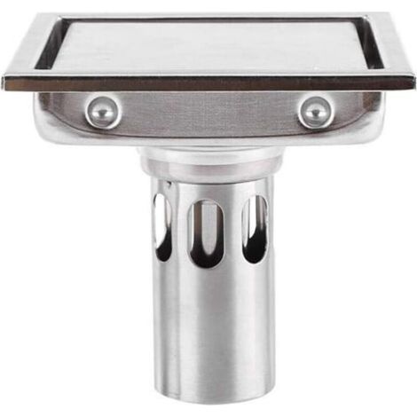 Siphon de sol carré en acier inoxydable 304 (Ø110 mm) – Anti-odeur, anti-bouchon et filtre à cheveux intégré – Convient pour cuisine, salle de bain, WC et balcon – Compatible avec carrelage (1/5)