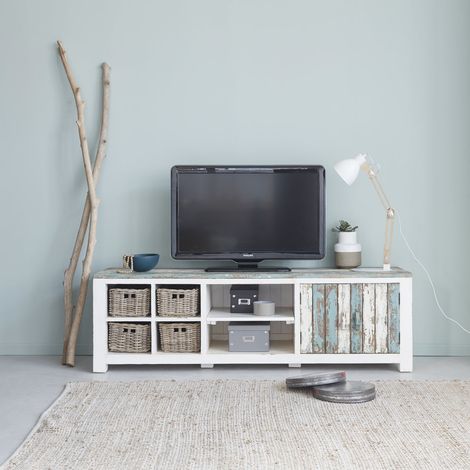 Meuble TV en bois recyclé massif 180 cm (1/4)